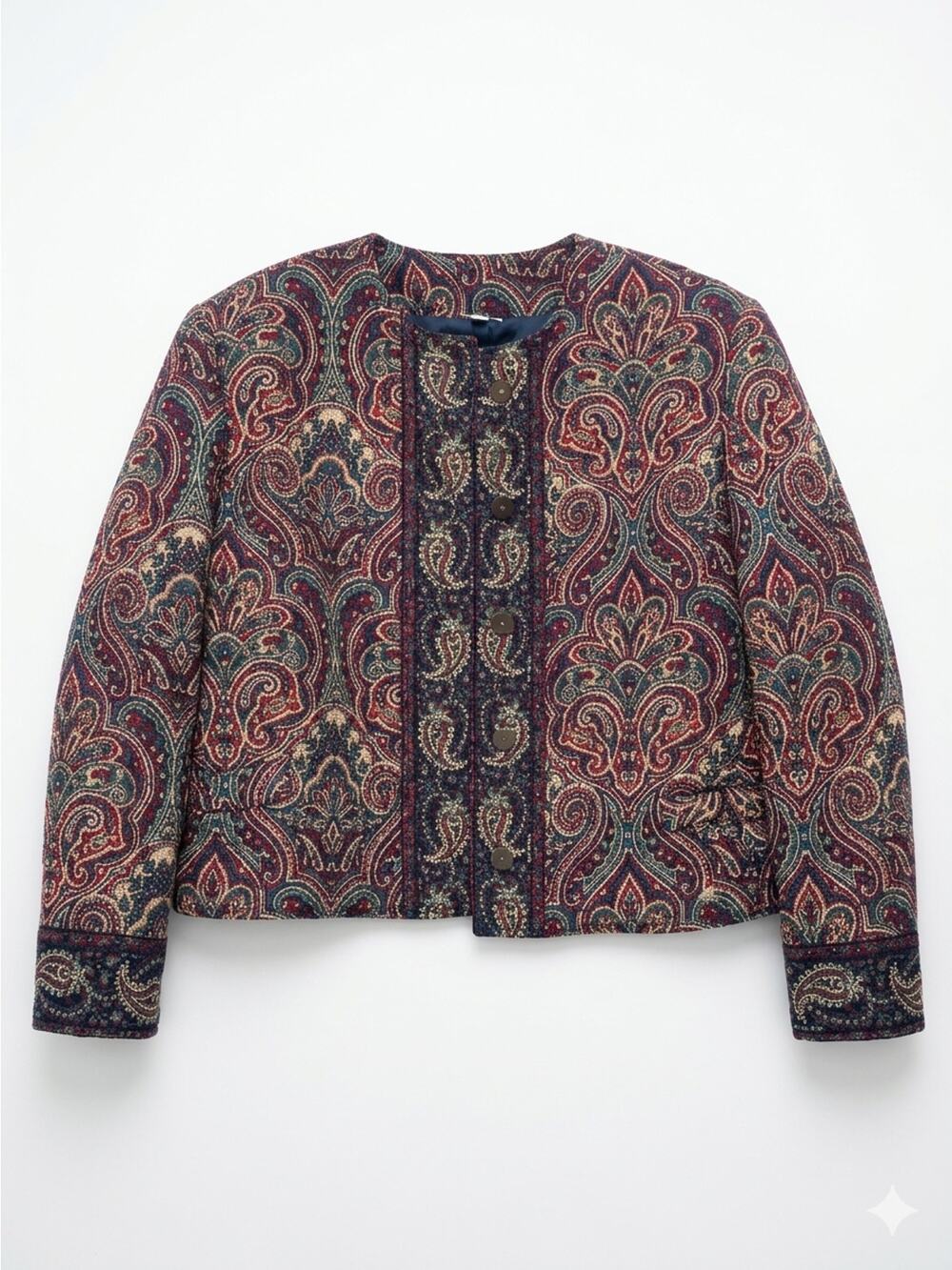 Vintage 90s Vera Bradley L Paisley Quilt Jacket Cotton Regency Cottage US Made